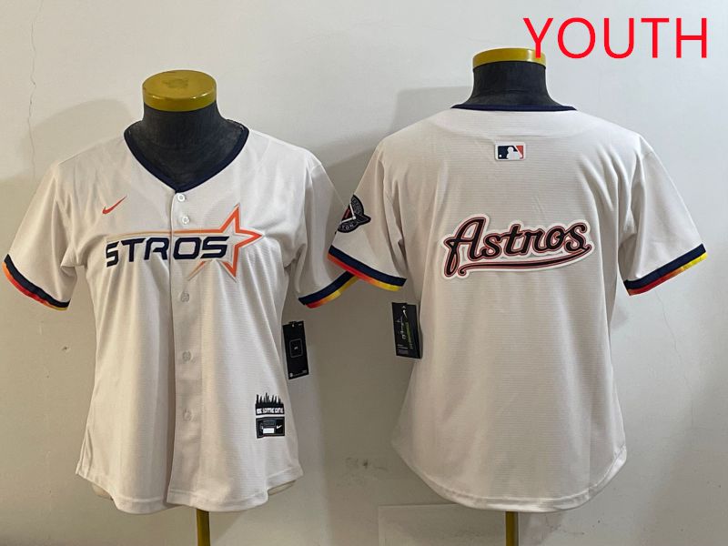 Youth Houston Astros Blank Cream Three generations Joint Name 2025 Nike MLB Jersey style 41015->youth mlb jersey->Youth Jersey